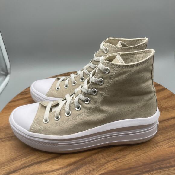 Converse CTAS All Star Lift Shoes Womens 10 Tan Canvas Hi Top Platform Sneakers - Picture 3 of 8